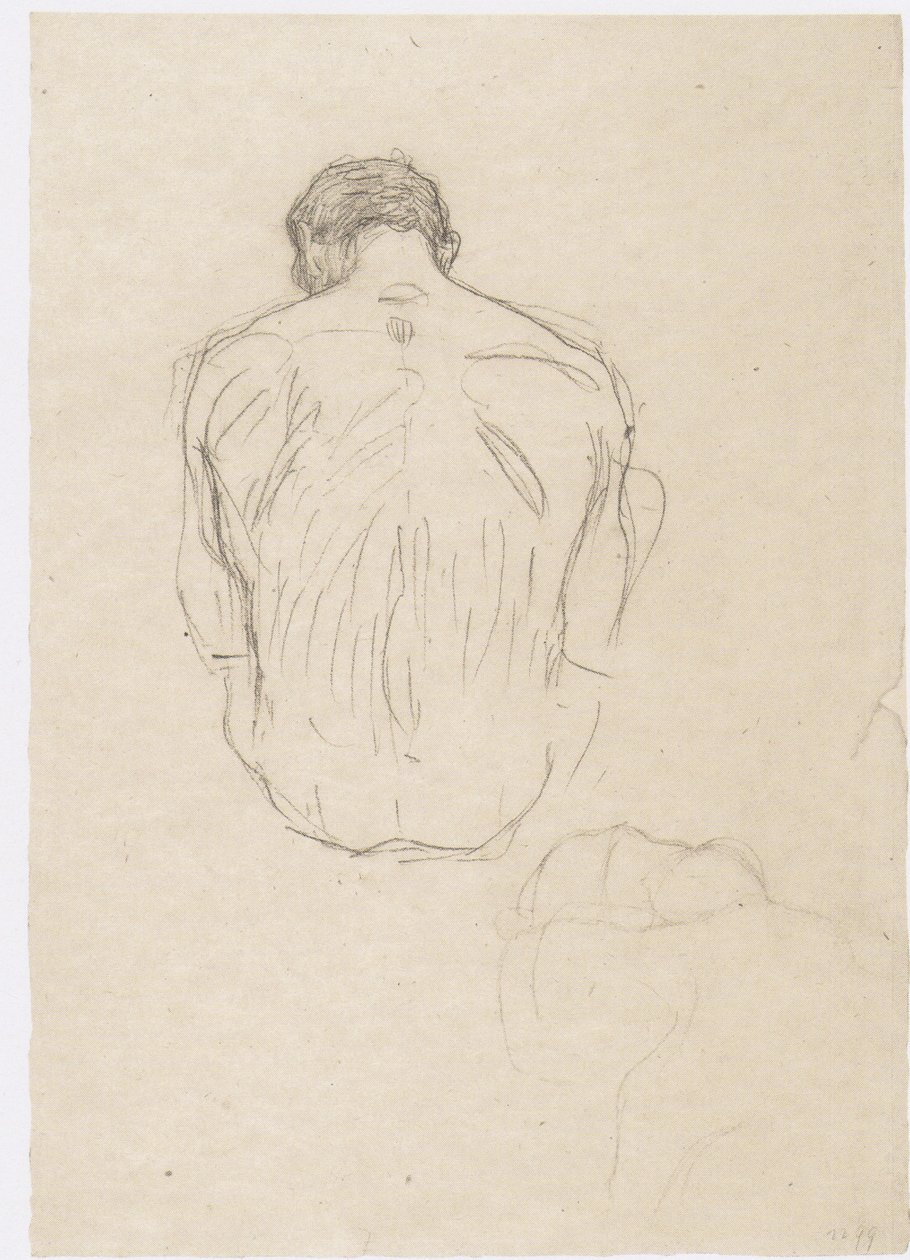 Nu masculin assis de dos et esquisse pour les « Lutteurs » - Gustav Klimt