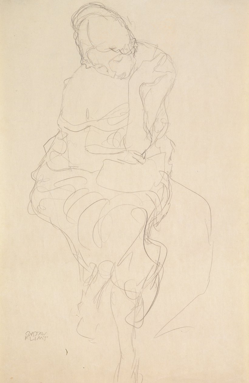 Assise sur un tabouret de face - Gustav Klimt