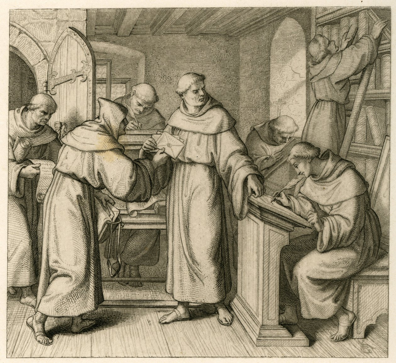 Martin Luther en tant que Vicaire Général du monastère des Augustins. Illustration de : "Dr. Martin Luther le Réformateur Allemand", illustré par Gustav Koenig, publié par Rudolf Besser, Gotha - Gustav Ferdinand Leopold Konig