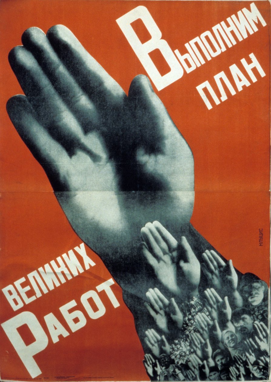 Affiche constructiviste soviétique de 1930 par Gustav Klutsis, 