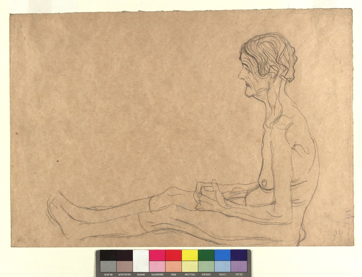 Aktstudie einer sitzenden alten Frau - Gustav Klimt
