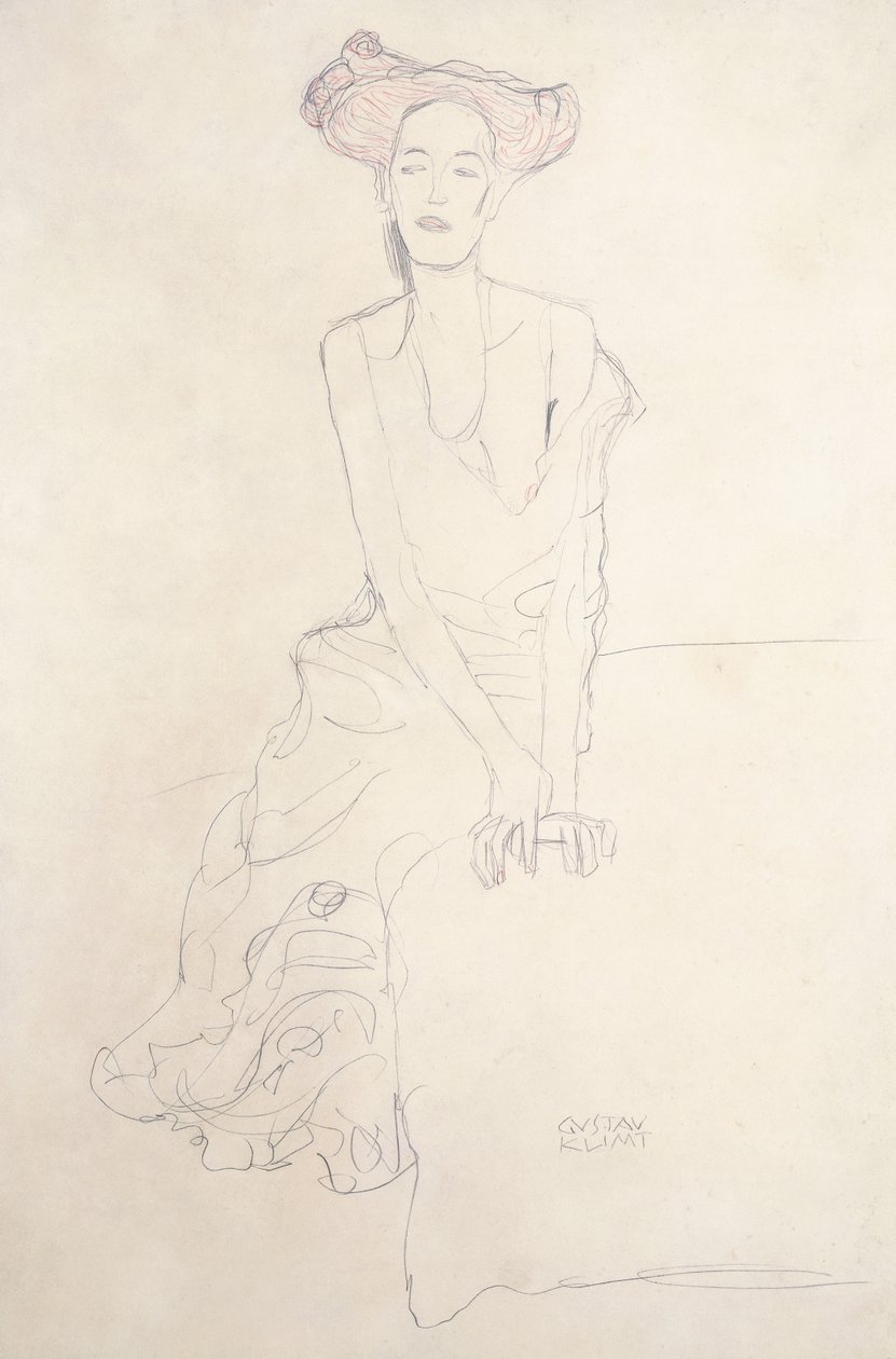 Jeune femme se soutenant avec ses mains, 1908 - Gustav Klimt