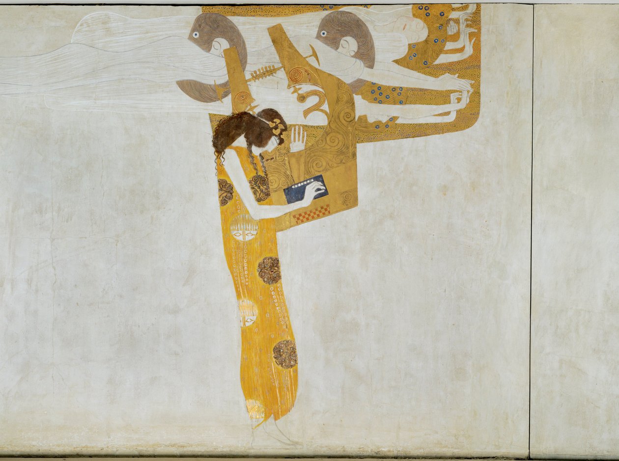 Beethovenfrieze, allégorie de la " Poésie " 1902 (caséine sur stuc) - Gustav Klimt