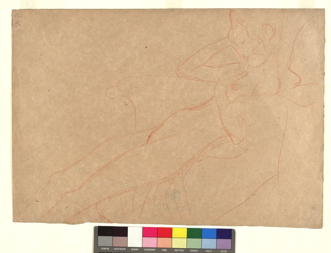 In einem Armsessel lehnender weiblicher Akt im Profil - Gustav Klimt