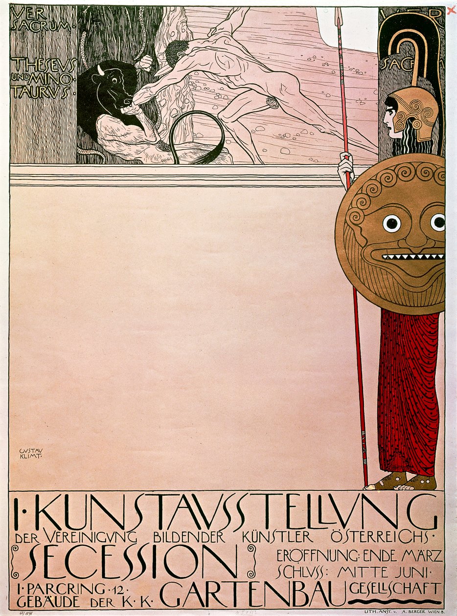 Affiche pour la première exposition de la Sécession (Thésée et Minotaure) - Gustav Klimt