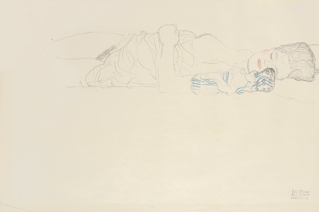 Demi-nu Allongé à Droite, vers 1914-15 - Gustav Klimt