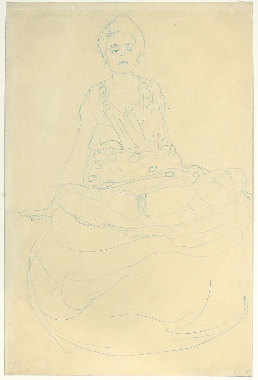 Demi-nu assis de face, vers 1907 - Gustav Klimt