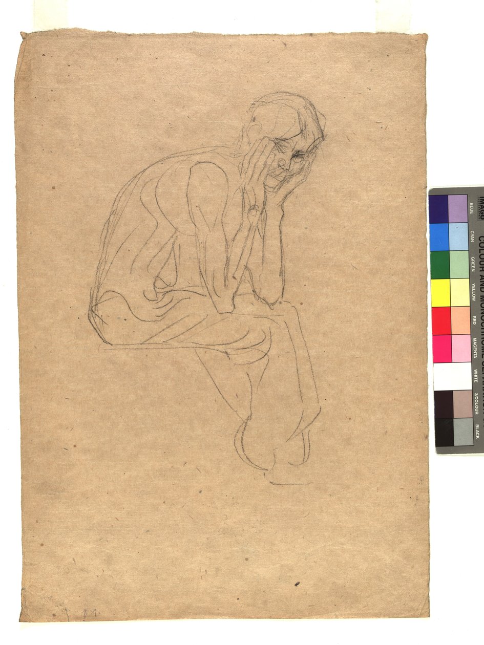 Sitzende Gestalt mit in die Hände gestütztem Kopf - Gustav Klimt