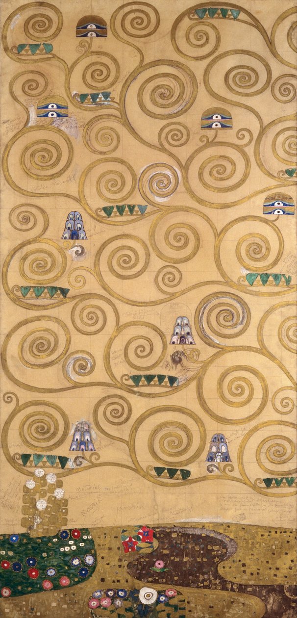Esquisses pour la frise du Palais Stoclet à Bruxelles, Belgique (aquarelle et crayon sur papier) - Gustav Klimt