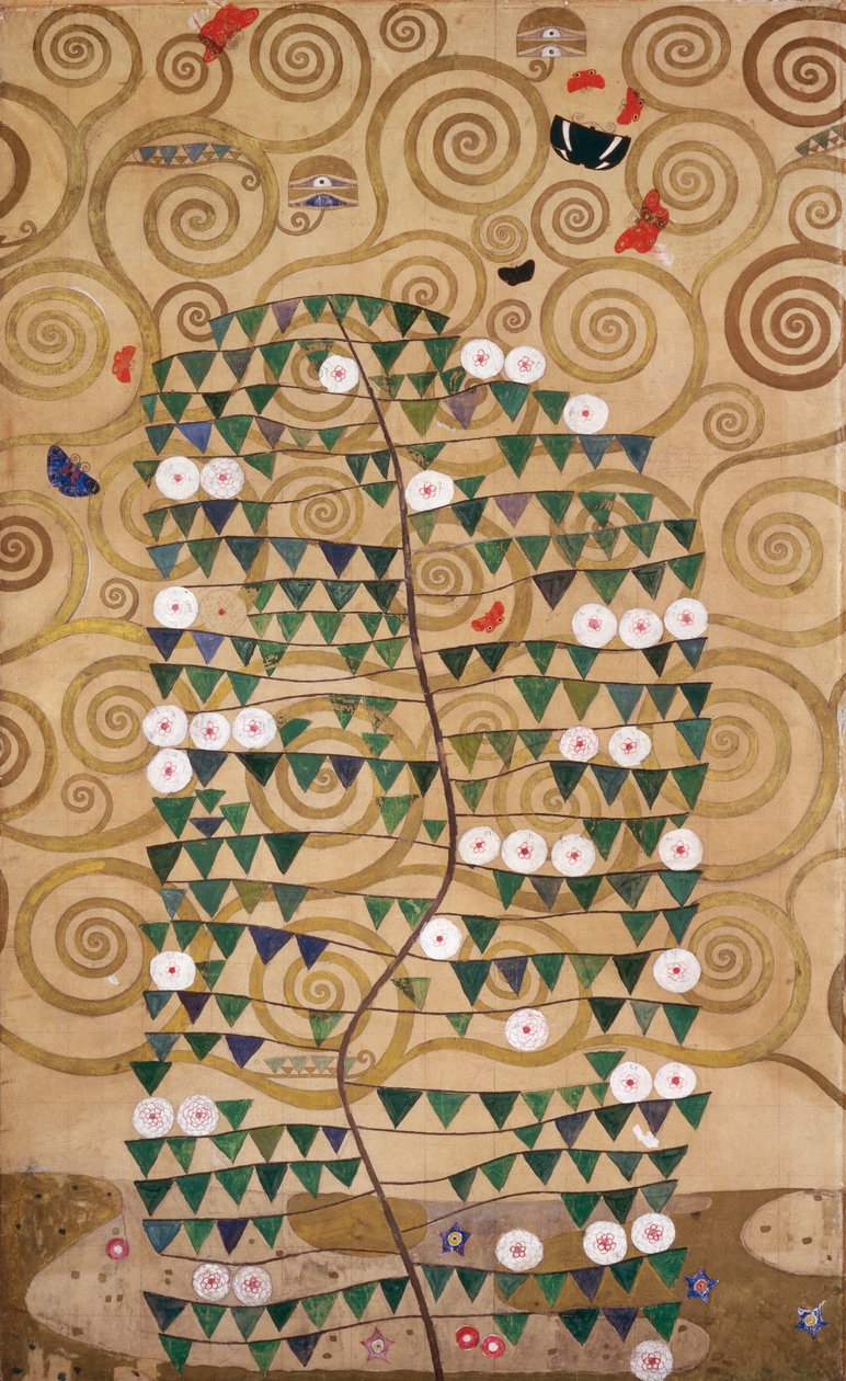 Esquisses pour la frise du Palais Stoclet à Bruxelles, Belgique (aquarelle et crayon sur papier) - Gustav Klimt
