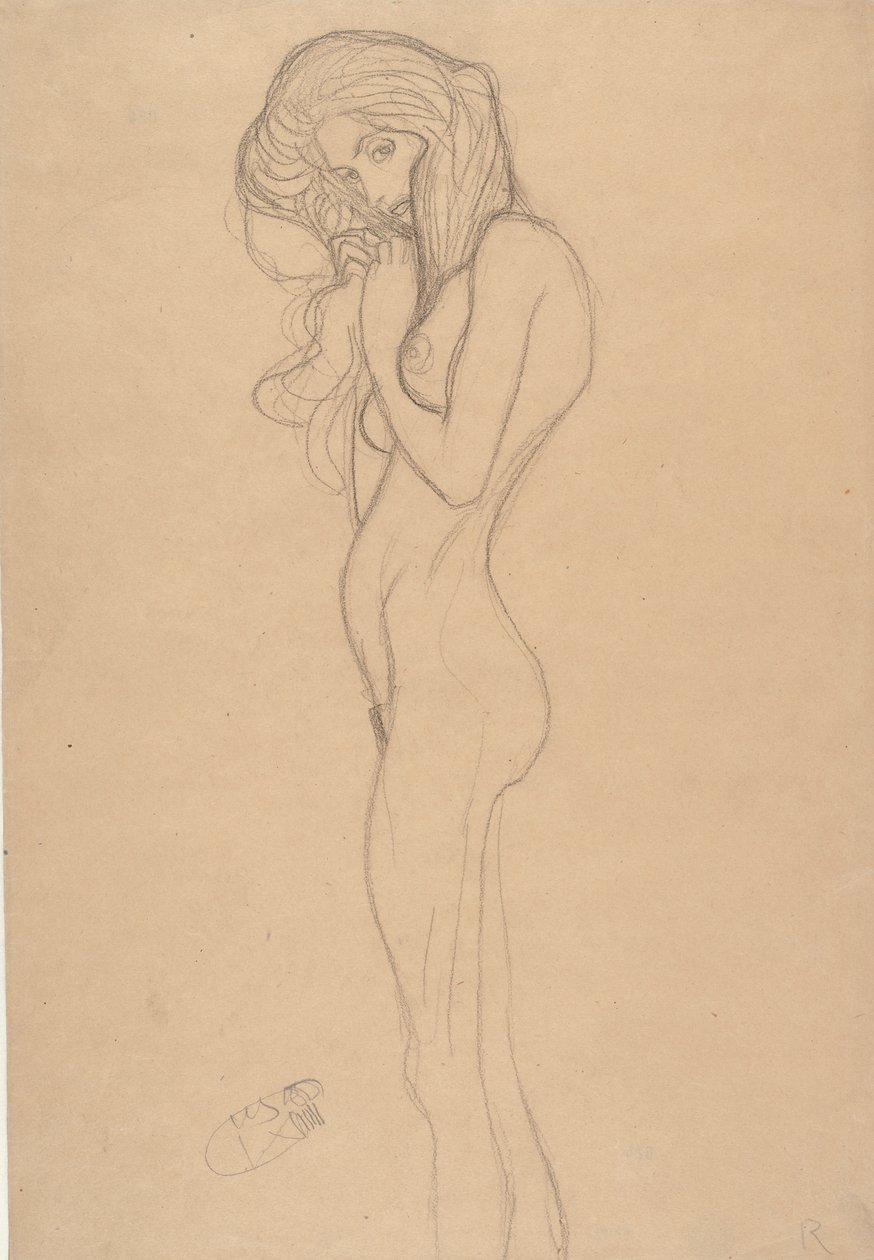 Étude de nu féminin debout pour la Frise Beethoven, 1901 - Gustav Klimt
