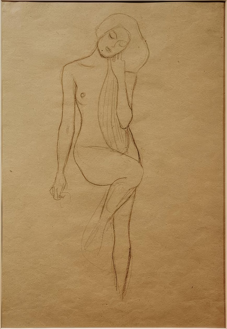 Nu féminin debout avec la jambe droite levée - Gustav Klimt