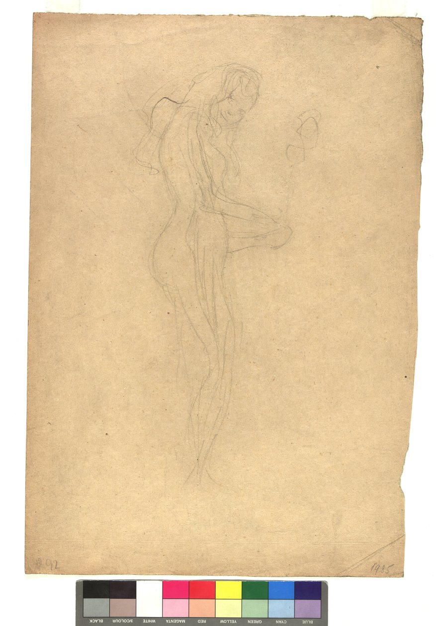 Stehender weiblicher Akt im Profil nach rechts - Gustav Klimt