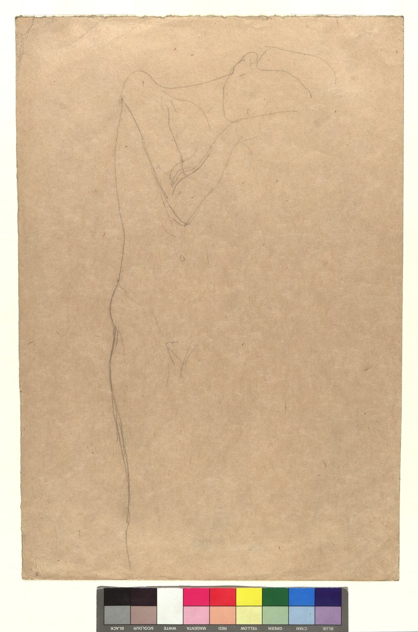 Studie zu einem stehenden weiblichen Akt, die Hände an die Wange gelegt - Gustav Klimt