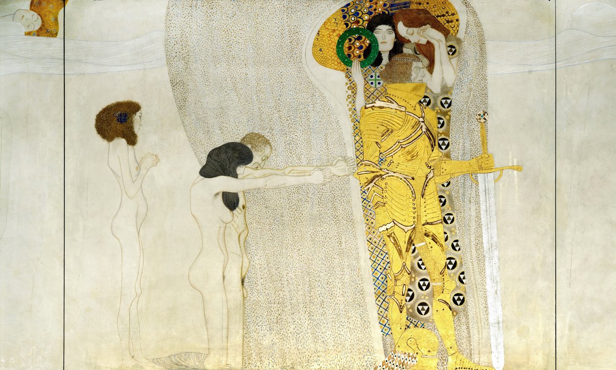 La Frise Beethoven, (détail) : Chevalier en armure brillante, 1902 - Gustav Klimt