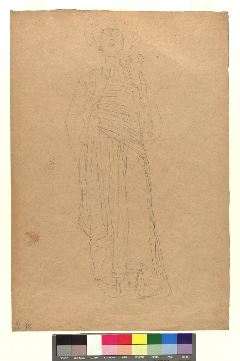 Weibliche Gestalt in langem drapierten Gewand - Gustav Klimt