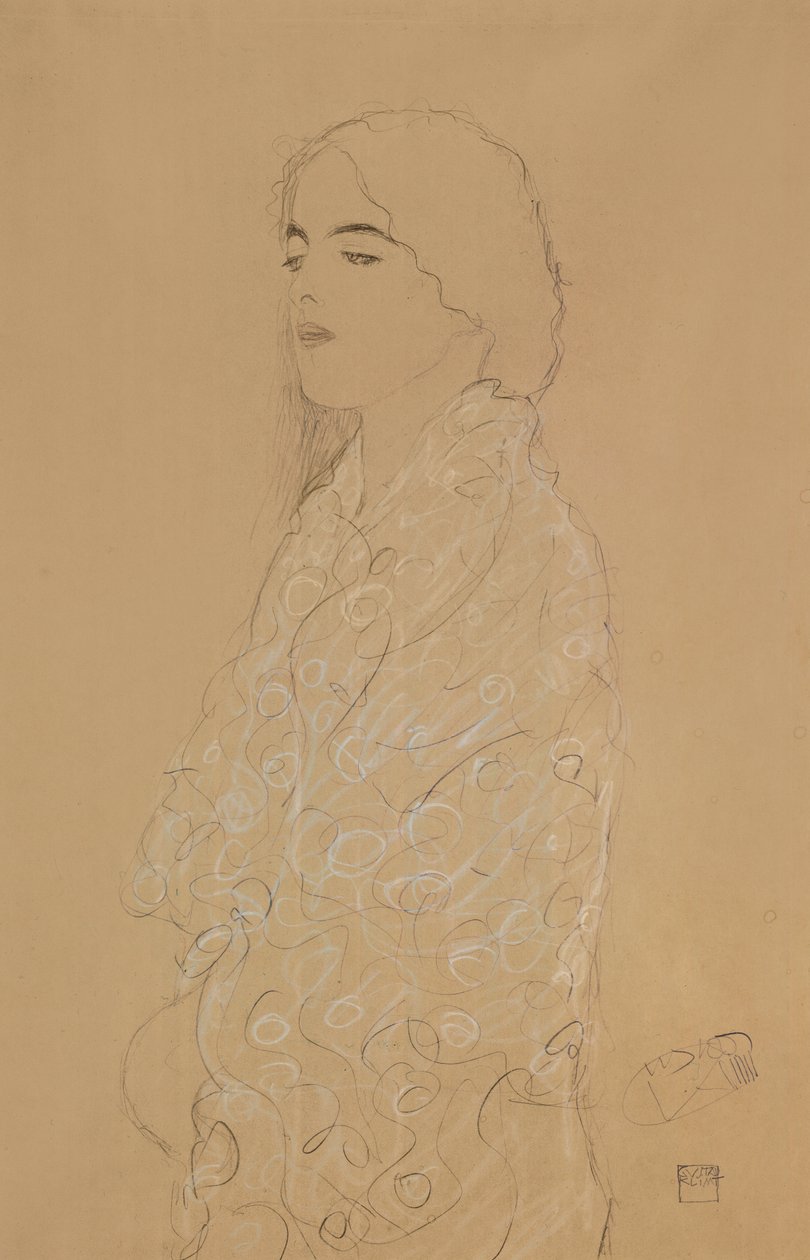 Femme avec un châle blanc - Gustav Klimt