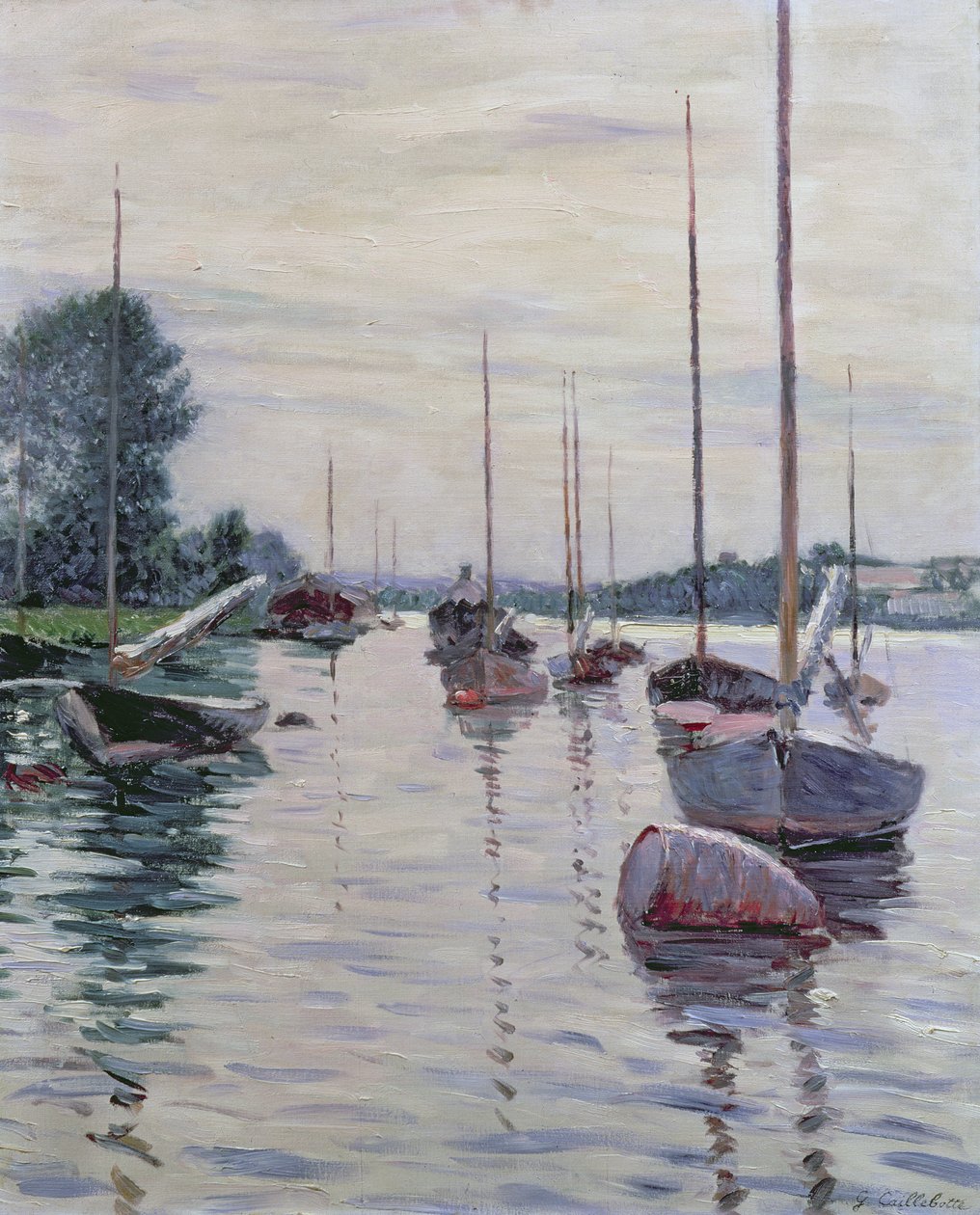 Bateaux ancrés sur la Seine - Gustave Caillebotte