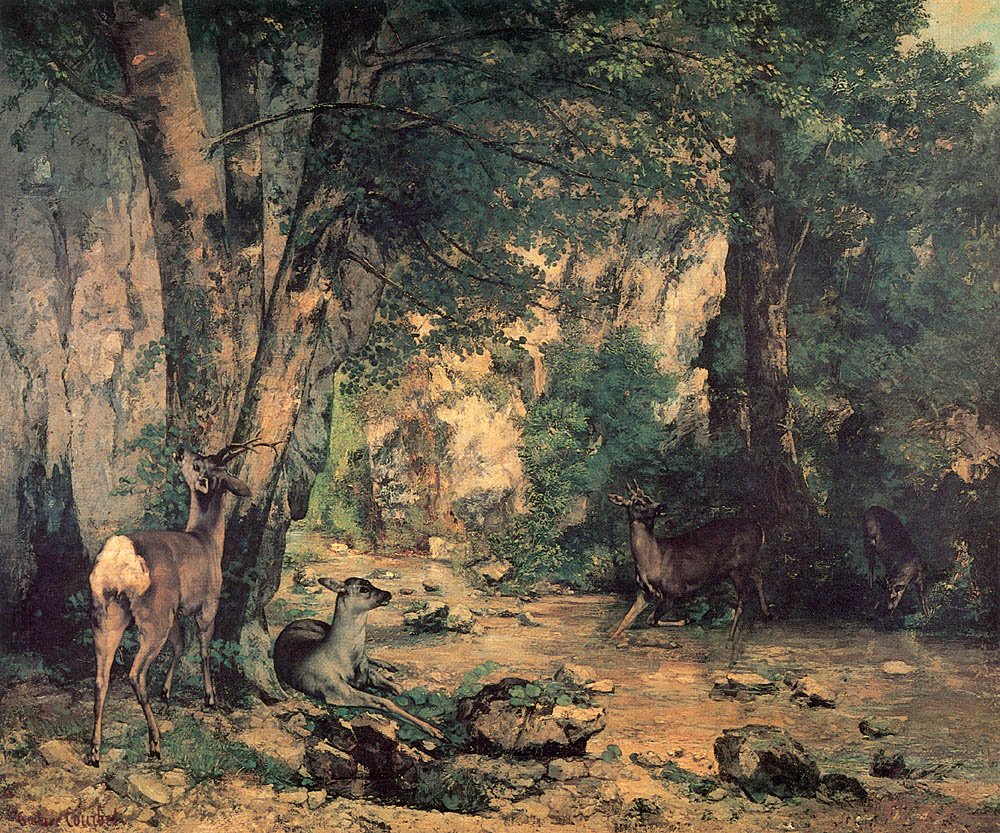 Un fourré de cerfs au ruisseau de Plaisir-Fontaine - Gustave Courbet