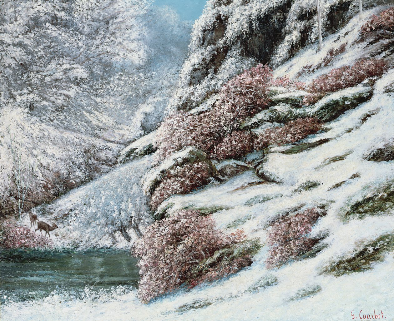Cerfs dans un paysage enneigé, 1867 - Gustave Courbet