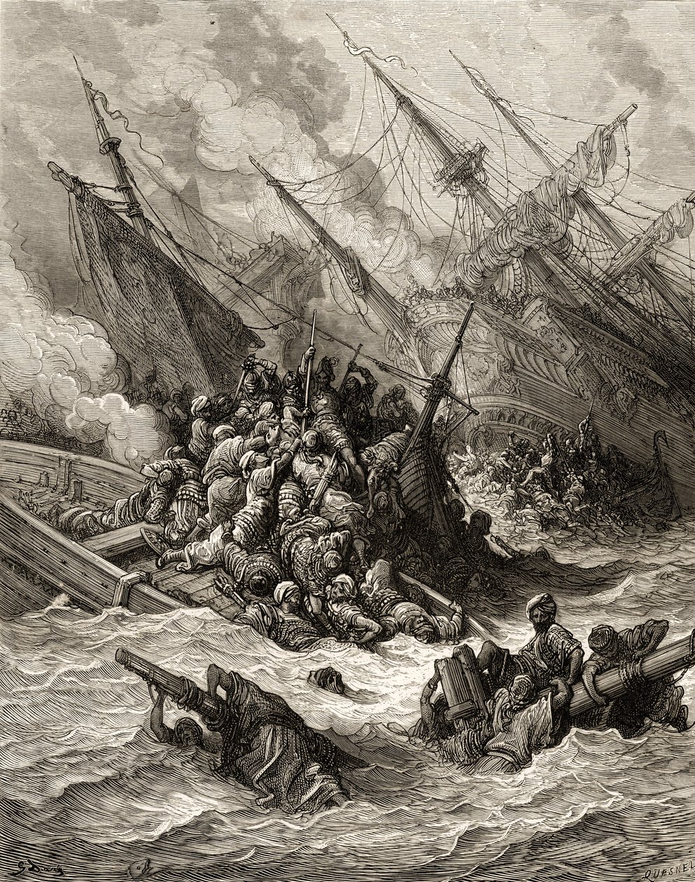 Bataille de Lépante en 1571, illustration de 