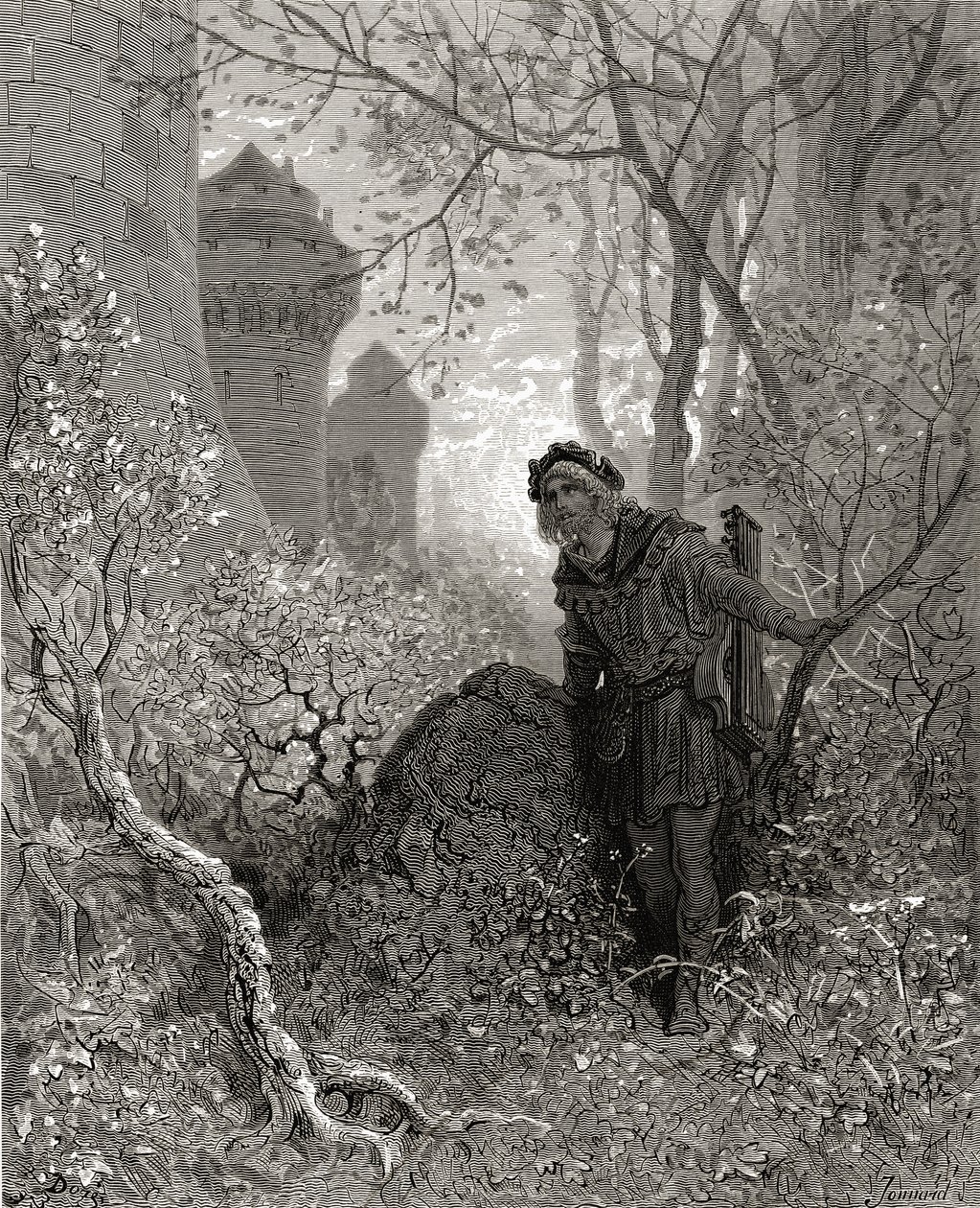 Blondel entend la voix de Richard (1157-99) Cœur de Lion, illustration de 