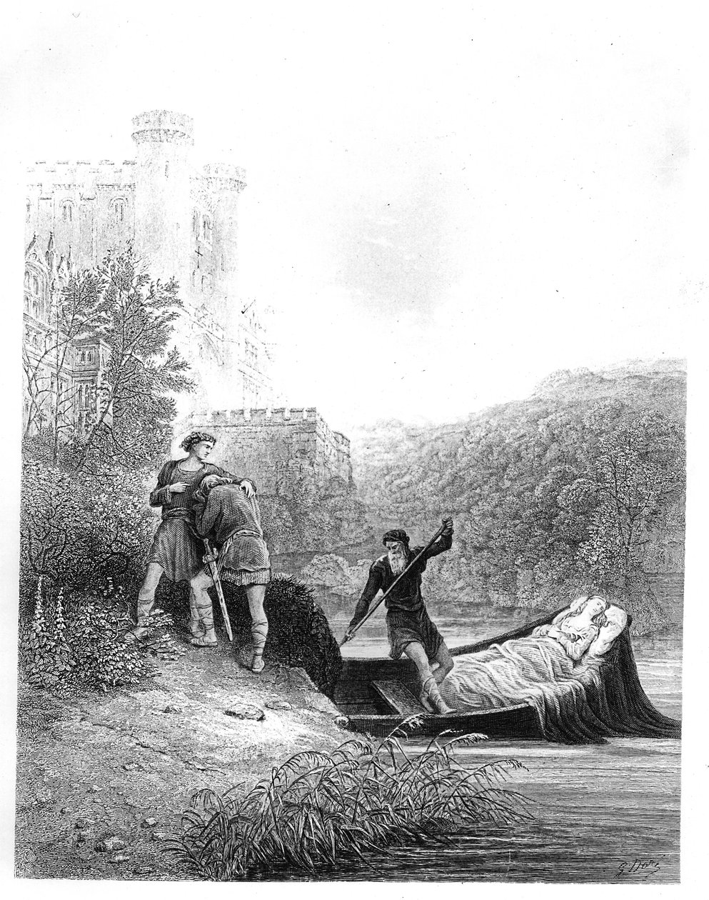 Lancelot regarde le corps de la Dame Elaine - Gustave Dore