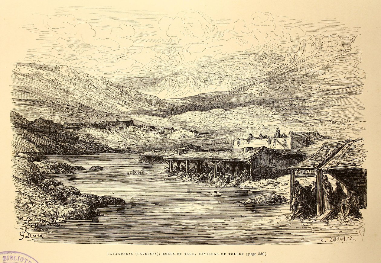 Lavandières; bords du Tage, environs de Tolède - Gustave Dore