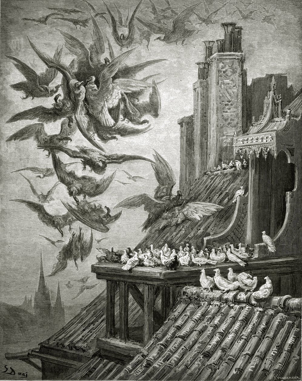 Les Aigles et Les Pigeons, illustration des 