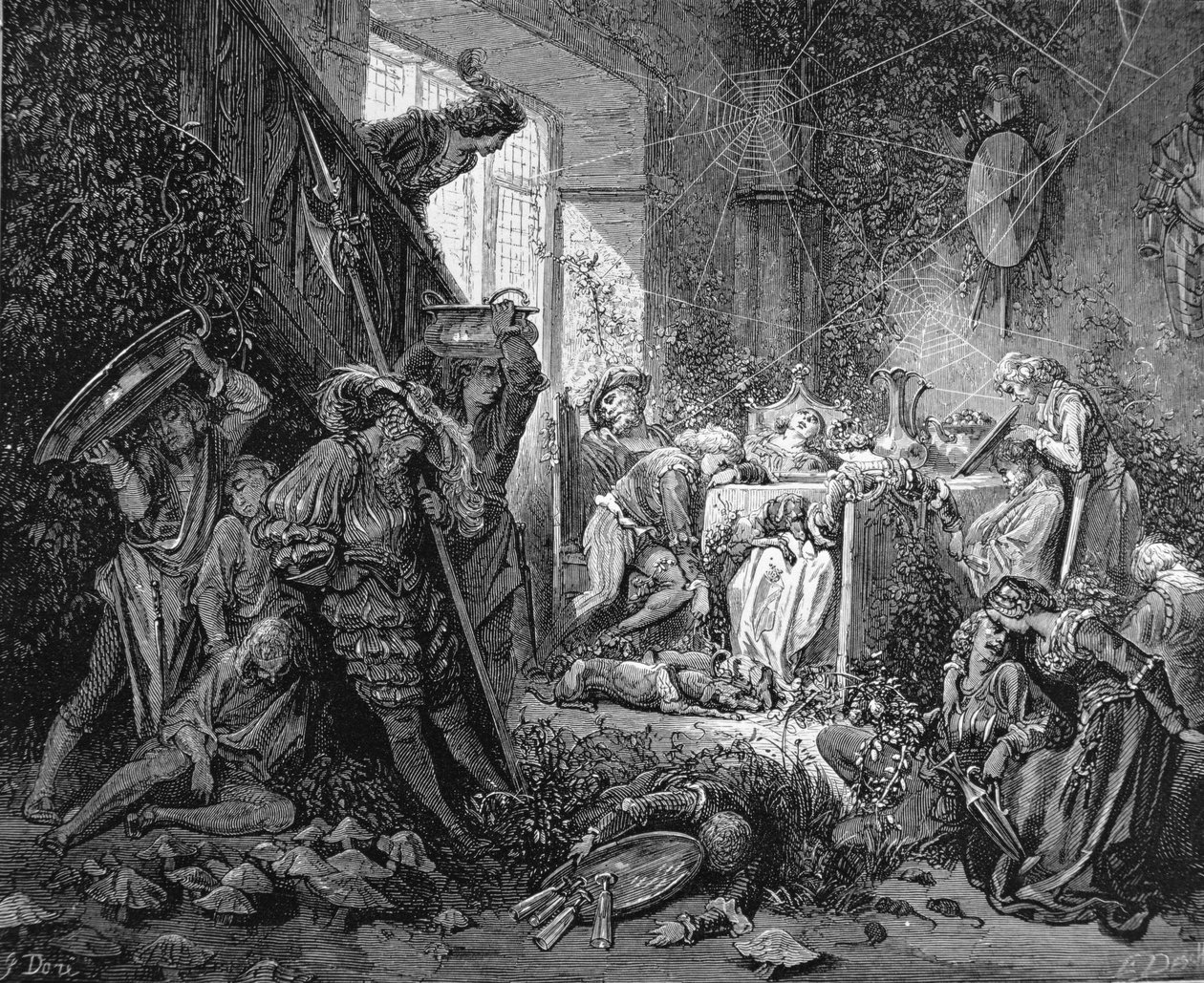 Le prince arrivant au château enchanté, illustration pour 
