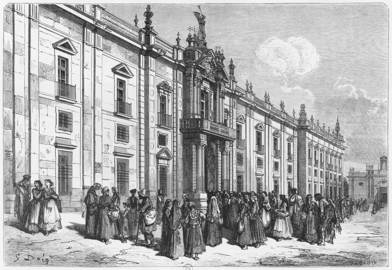 La fabrique de tabac à Séville, gravée par Charles Laplante (d.1903) - Gustave Dore