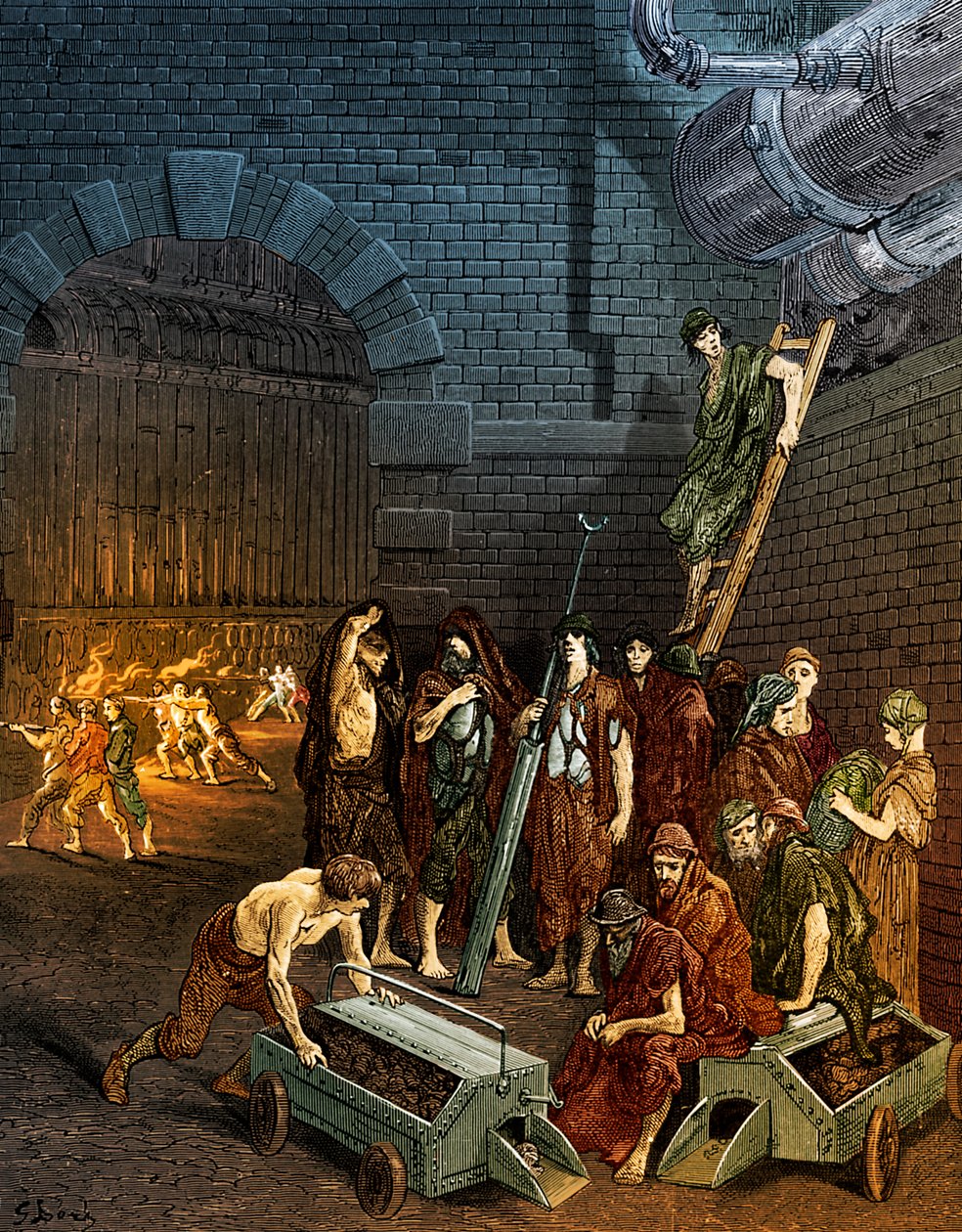 Londres victorien : Usine à gaz de Lambeth, gravure de Gustave Doré - Gustave Dore