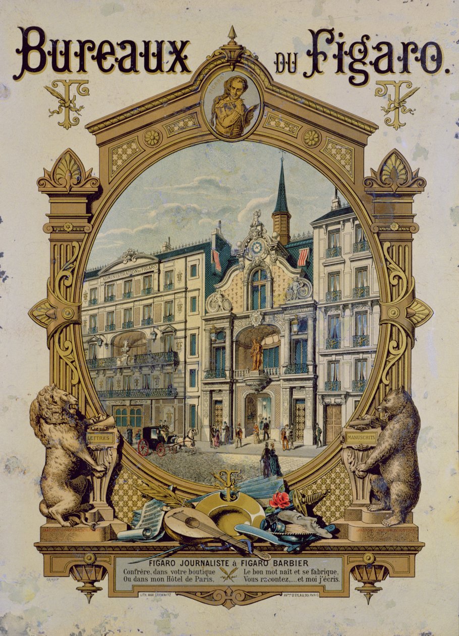 Affiche publicitaire pour le journal parisien Le Figaro, vers 1880 - Gustave Grimoin