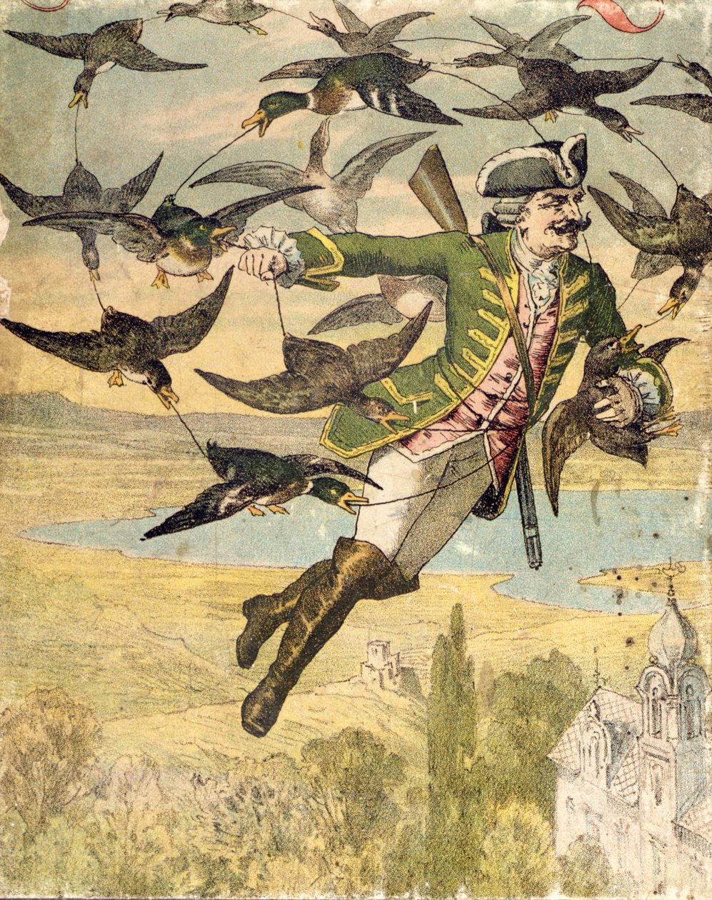 Illustration des Aventures du Baron de Münchhausen, Leipzig, vers 1880 - Gustave Gutknecht