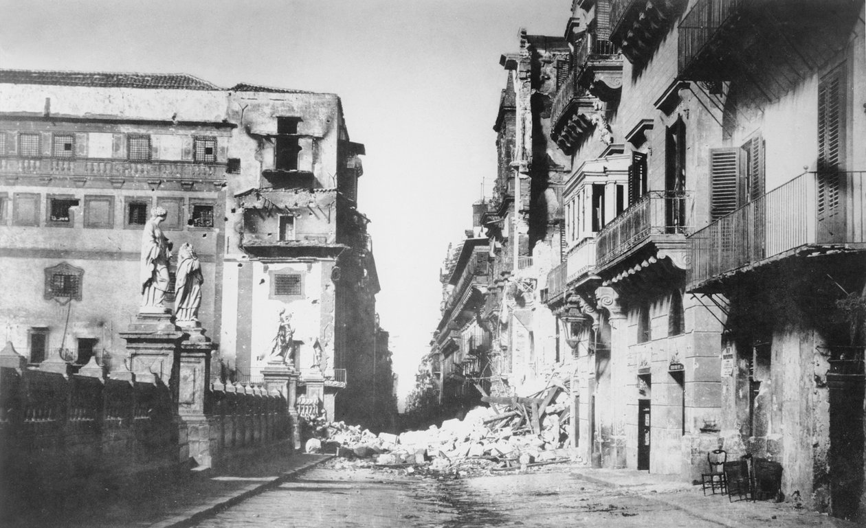 Barricade du général Turr, Via Toledo à Palerme, juin 1860 - Gustave Le Gray