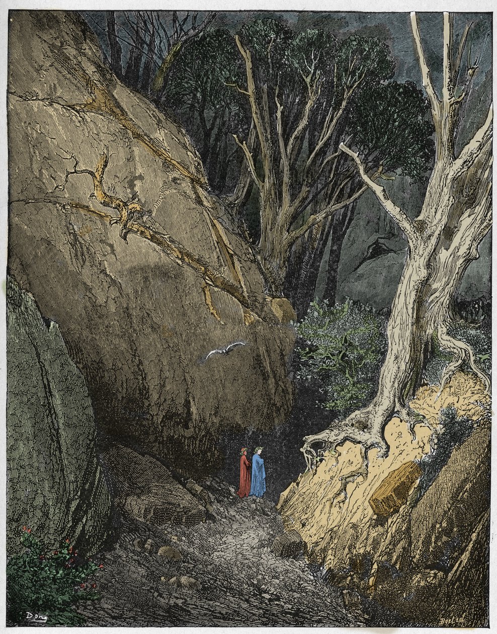 Inferno, Chant 1 : Virgile et Dante commencent leur voyage, illustration de La Divine Comédie de Dante Alighieri, 1885 - Gustave after Dore