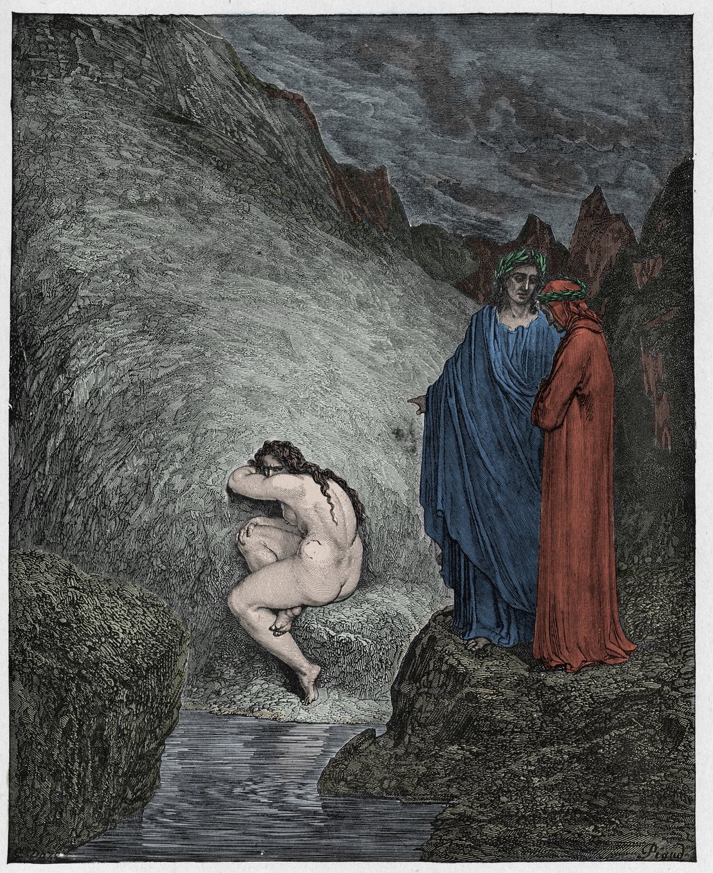 Inferno, Chant 30 : Myrrha, condamnée pour inceste, illustration de La Divine Comédie de Dante Alighieri, 1885 - Gustave after Dore