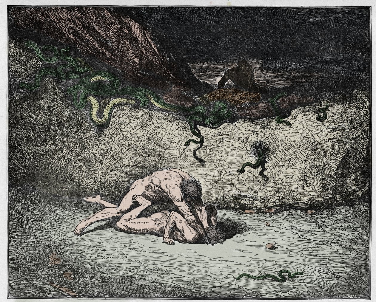 Inferno, Chant 30 : Le tourment des faussaires dans la neuvième bolgia, illustration de La Divine Comédie de Dante Alighieri, 1885 - Gustave after Dore