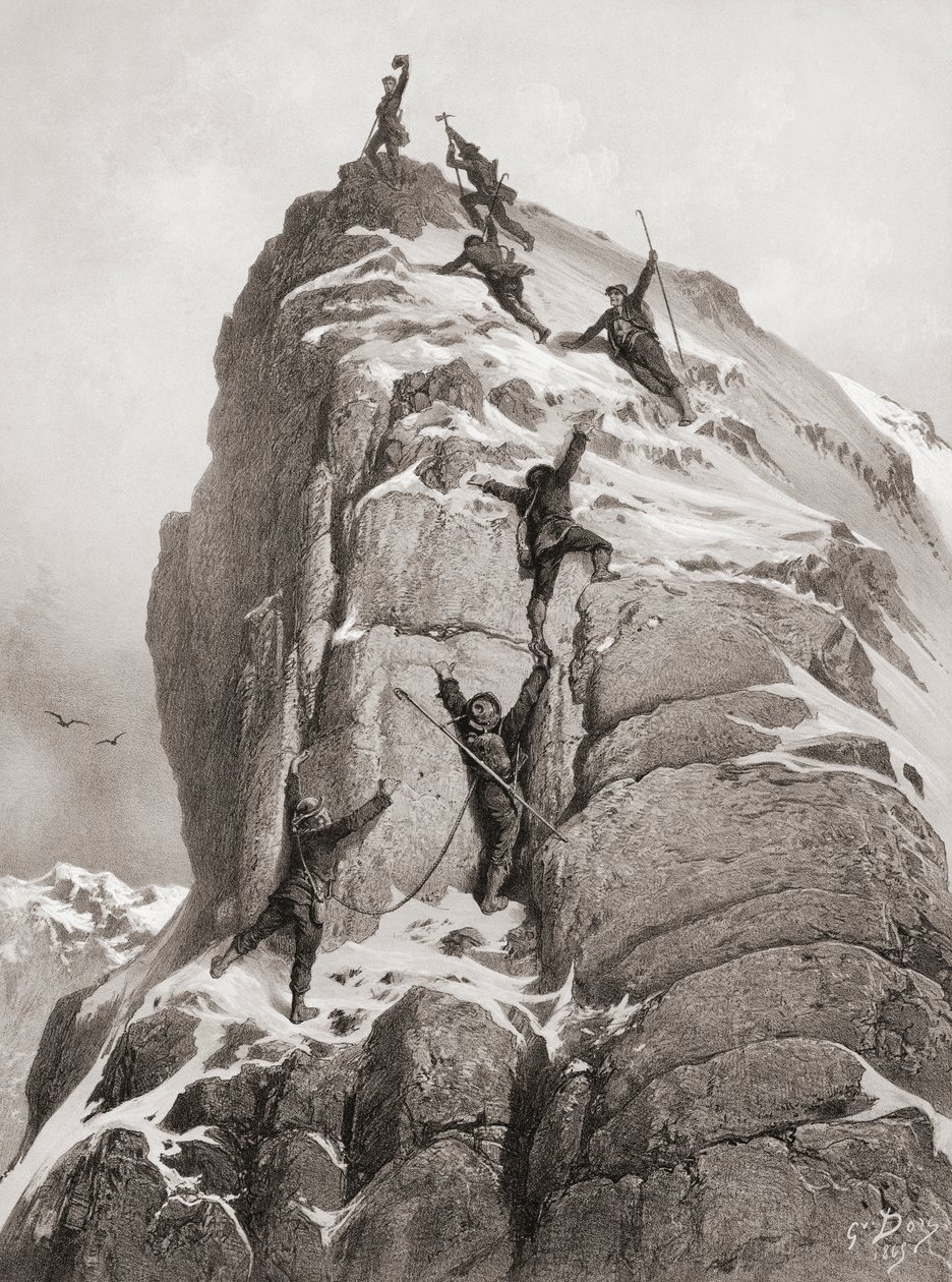 Première ascension du Cervin (gravure) - Gustave (after) Dore