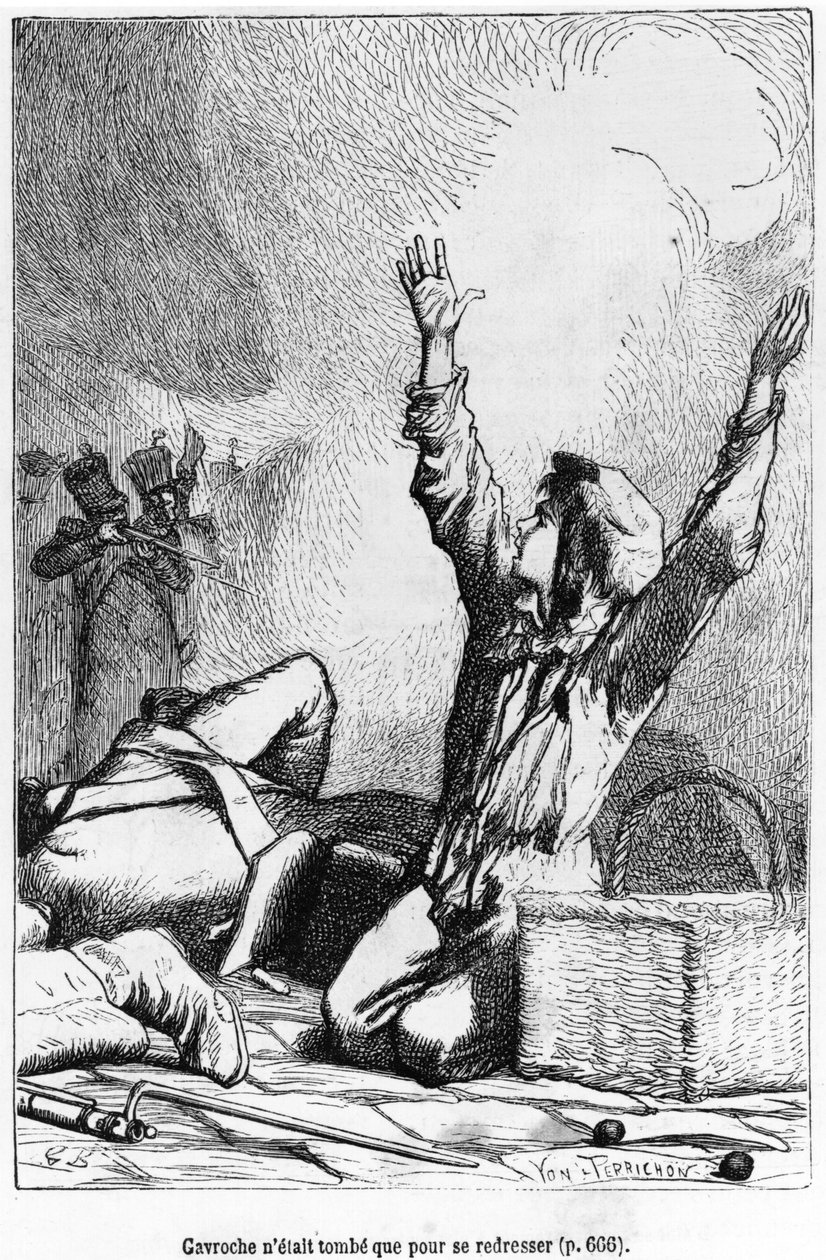 Gavroche était tombé seulement pour se relever, illustration de 