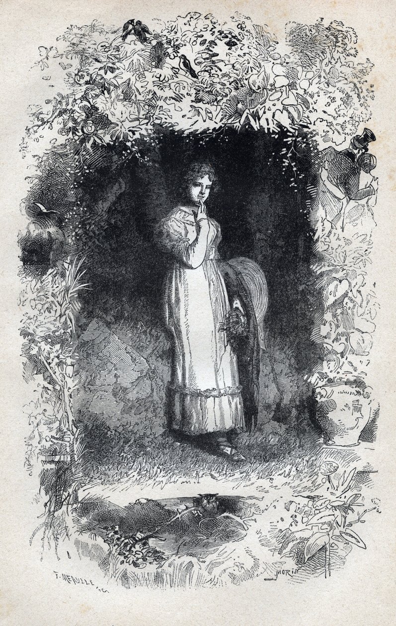 Portrait de Fantine amoureuse de Tholomyès - Illustration par Gustave Brion pour « Les Misérables - Première partie : Fantine » de Victor Hugo - Gustave Brion