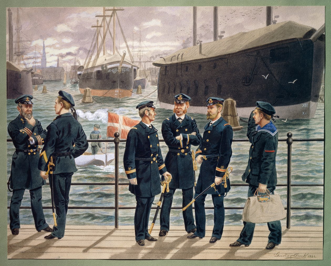 Officiers et troupes de la marine danoise - Gustave Brock