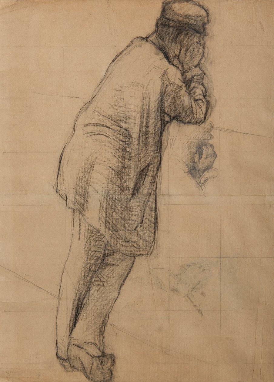 Étude pour Le Pont de l’Europe : Homme appuyé sur ses coudes c.1876 - Gustave Caillebotte