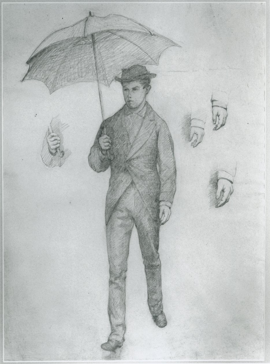 Étude pour Jeune homme avec parapluie - Gustave Caillebotte