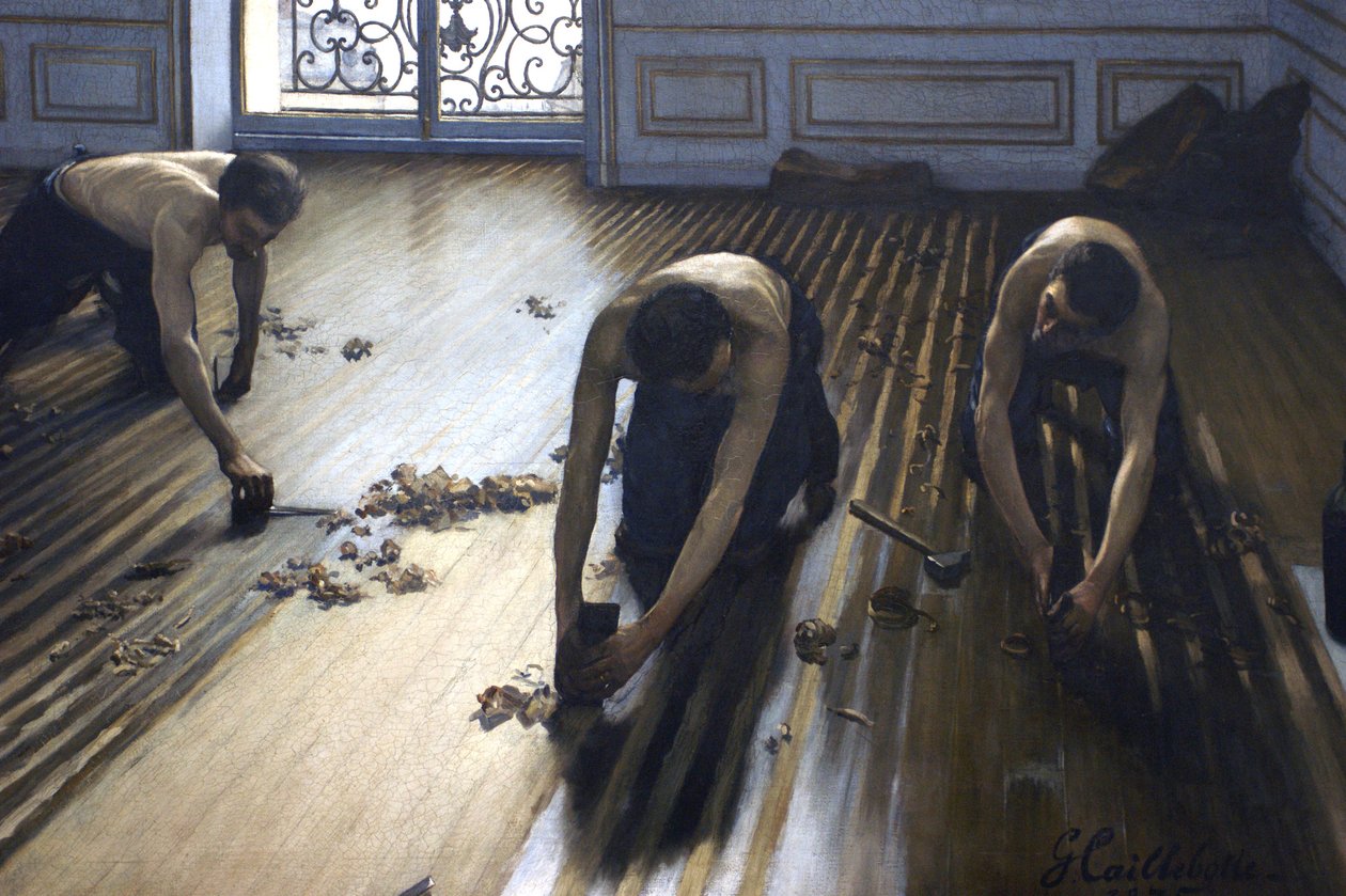 Les gratte-pieds - une partie de la peinture. - Gustave Caillebotte