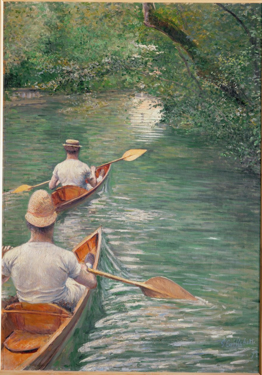 Les canoës (huile sur toile) - Gustave Caillebotte