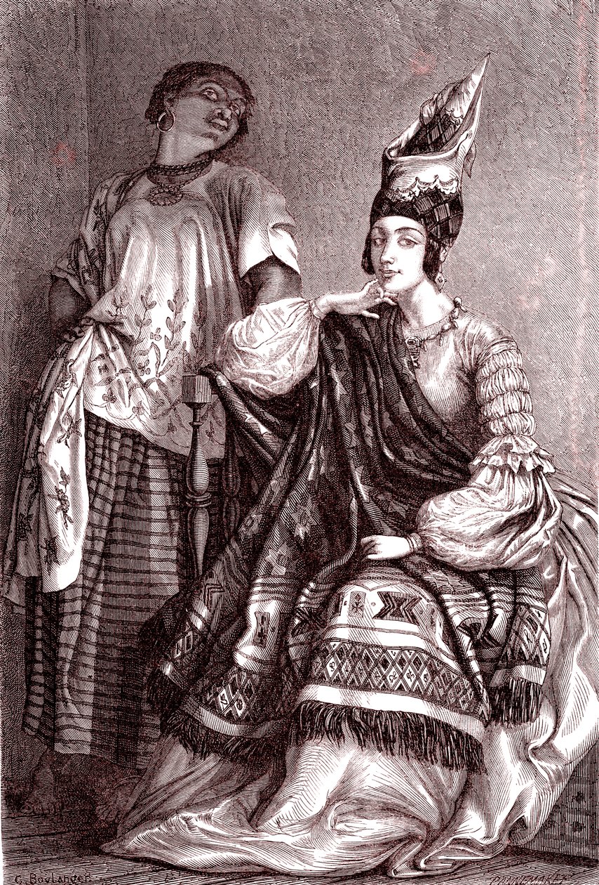 Signare, les femmes mulâtres-françaises africaines dans la ville de Saint-Louis, Sénégal. 1861 - Gustave Clarence Rodolphe Boulanger