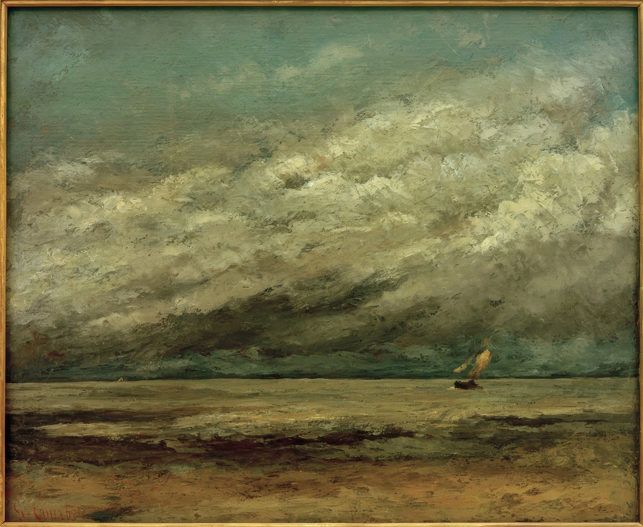 Voilier près de la côte, ciel orageux - Gustave Courbet