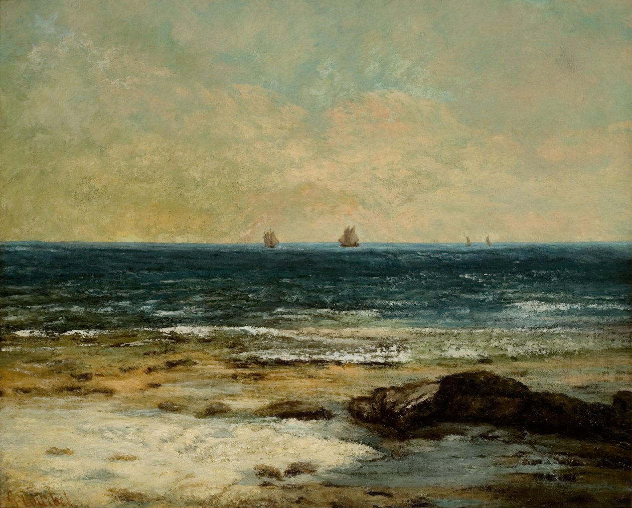French: Les Bords de la mer à Palavas - Gustave Courbet