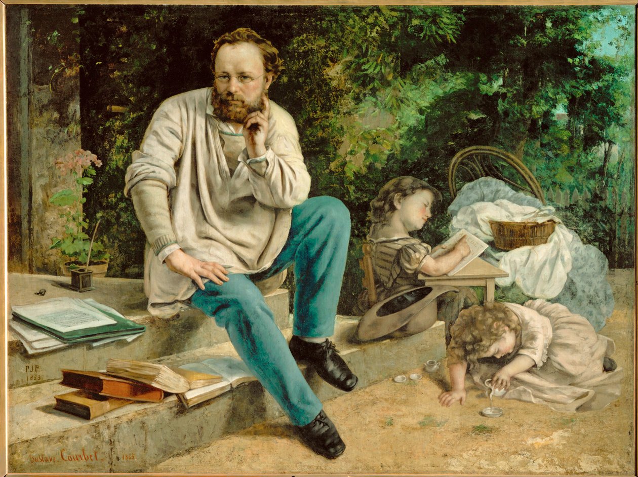 Pierre-Joseph Proudhon et ses enfants (peinture sur toile) - Gustave Courbet